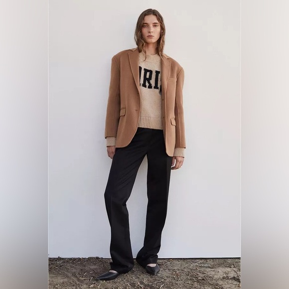 ANINE BING Kendrick Wool/Cashmere Blend University Paris Sweater in Light Camel - Picture 4 of 16